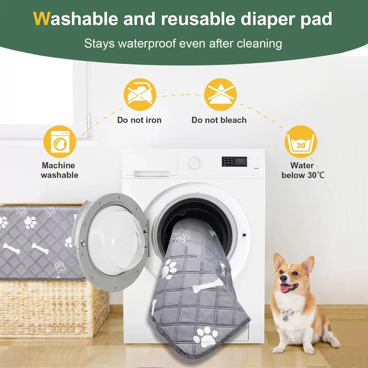 Pads reutilizables absorbentes para mascotas con diseño (dos tamaños)