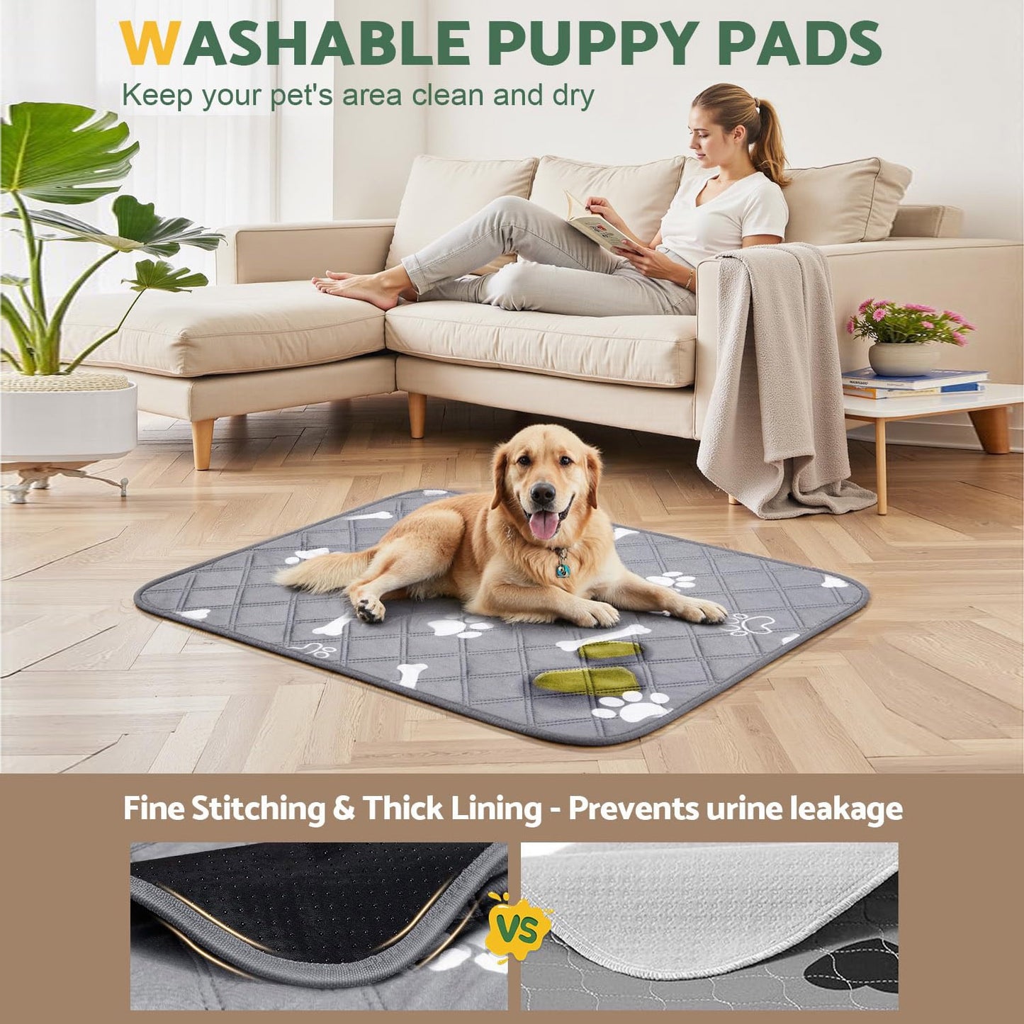 Pads reutilizables absorbentes para mascotas con diseño (dos tamaños)