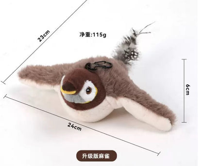 Pájaro con alas que se mueven recargable para gatos