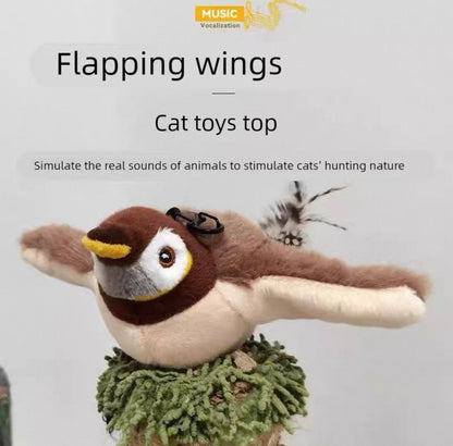 Pájaro con alas que se mueven recargable para gatos