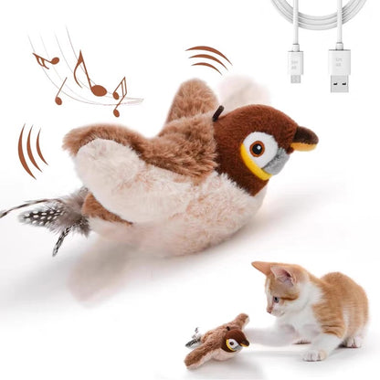 Pájaro con alas que se mueven recargable para gatos