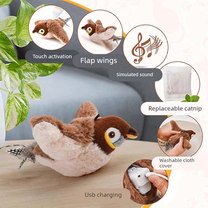 Pájaro con alas que se mueven recargable para gatos