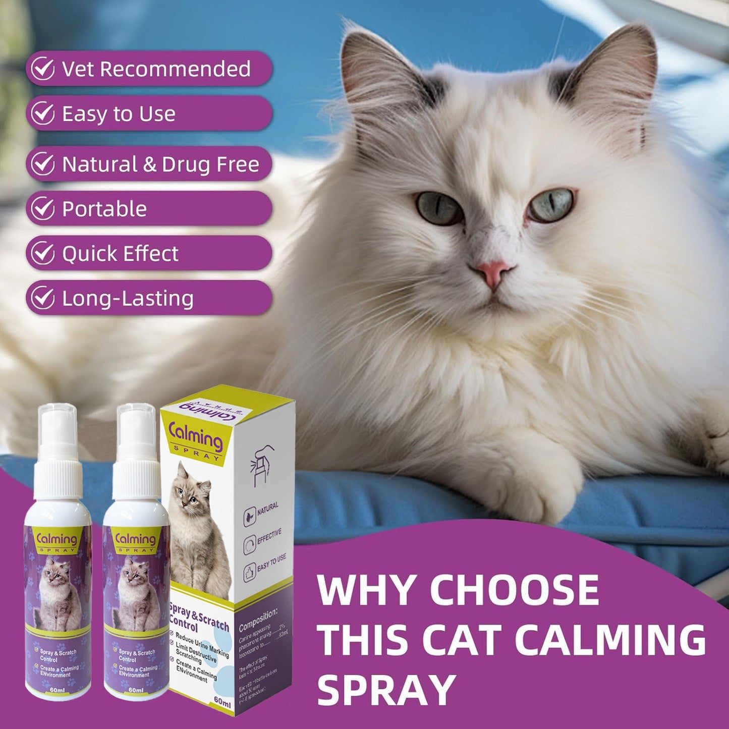 Spray calmante de feromonas para gatos