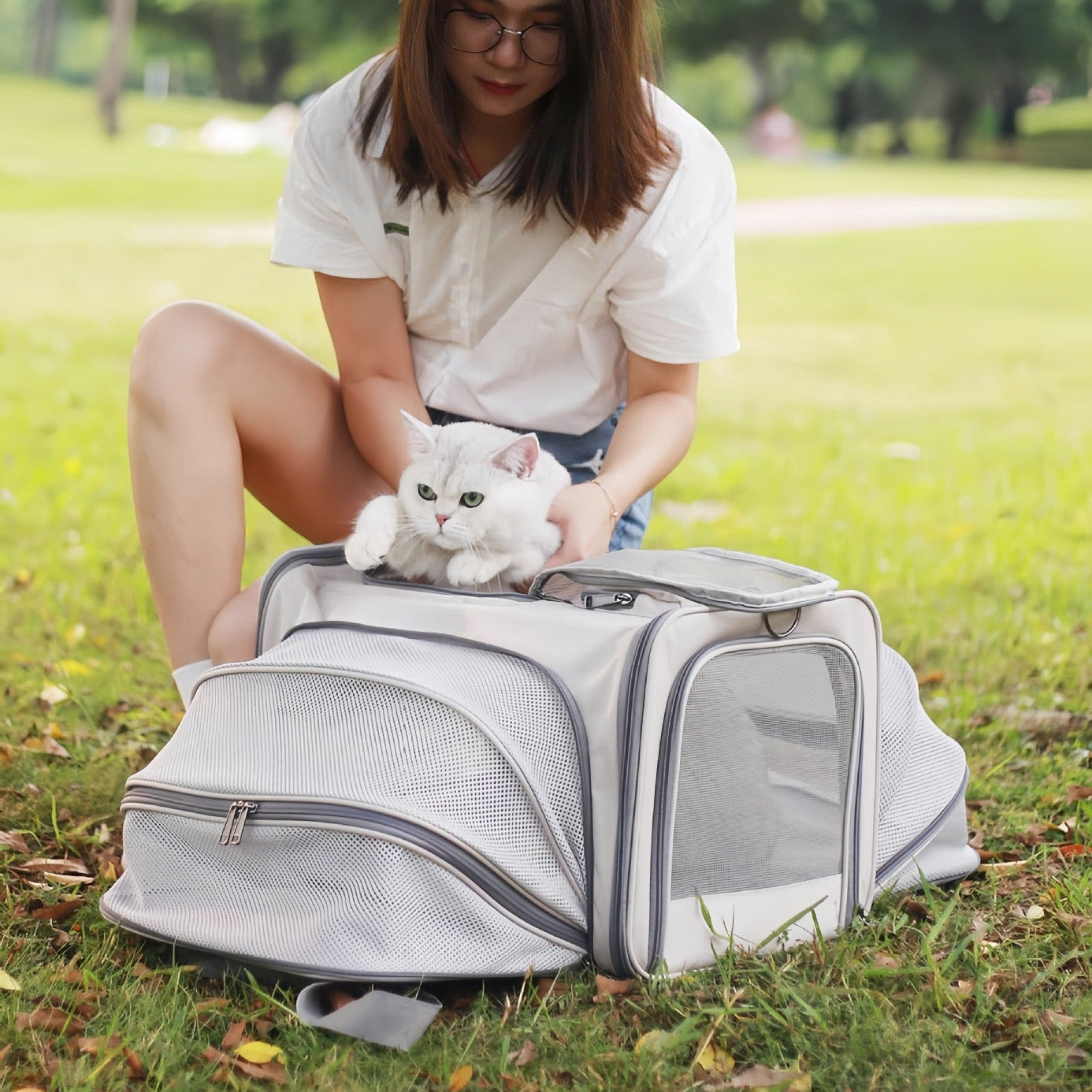 Bolso de viaje expandible dos lados beige