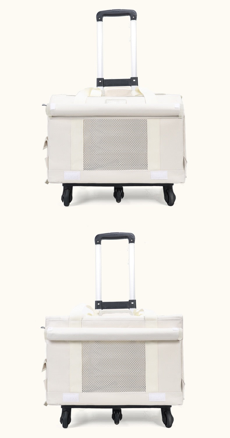 Maleta rueda doble beige para mascotas 42*28*28cm