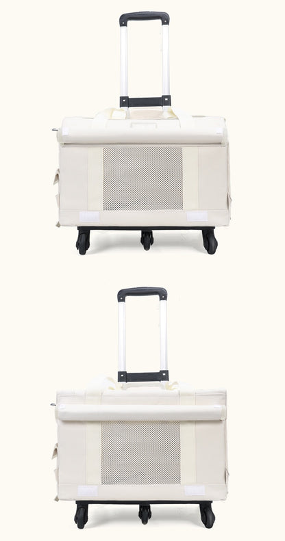 Maleta rueda doble beige para mascotas 42*28*28cm