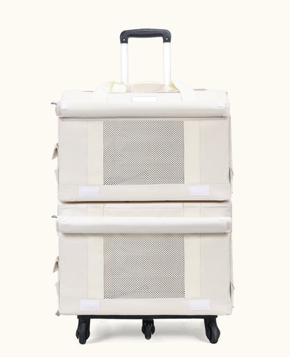 Maleta rueda doble beige para mascotas 42*28*28cm