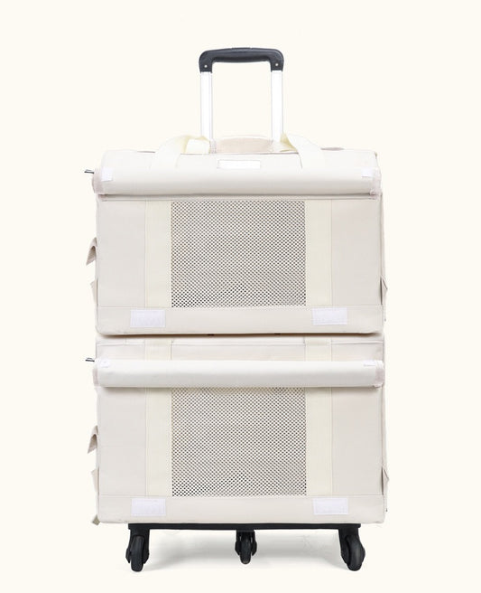 Maleta rueda doble beige para mascotas 42*28*28cm