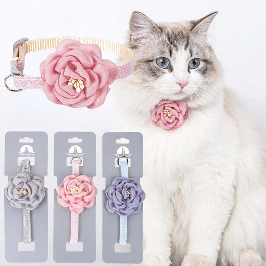 Collar de gato ajustable con flor