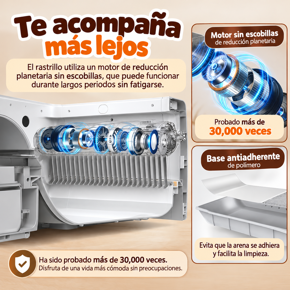 Arenero inteligente abierto de limpieza automática