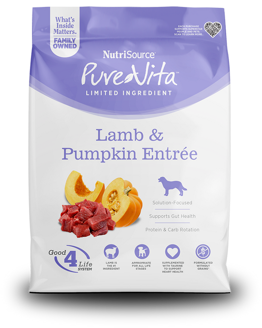 Comida para Perro Nutri Source: Pure Vita, cordero y calabaza 1.8kg