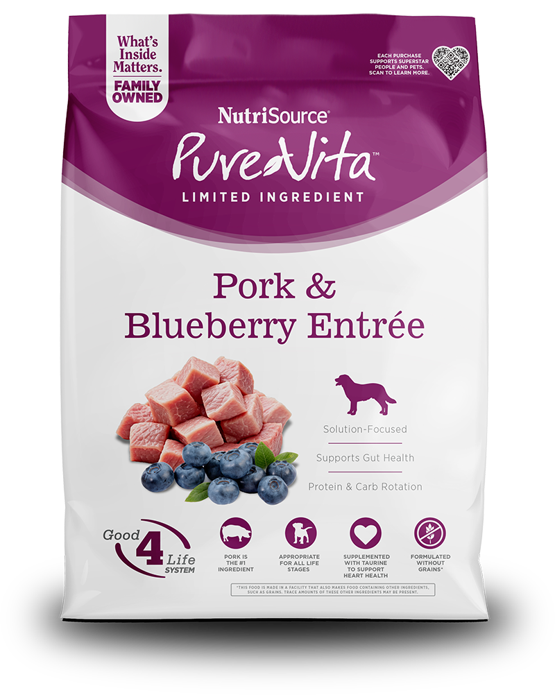Comida para Perro Nutri Source: Pure Vita, cerdo y arándanos 1.8kg