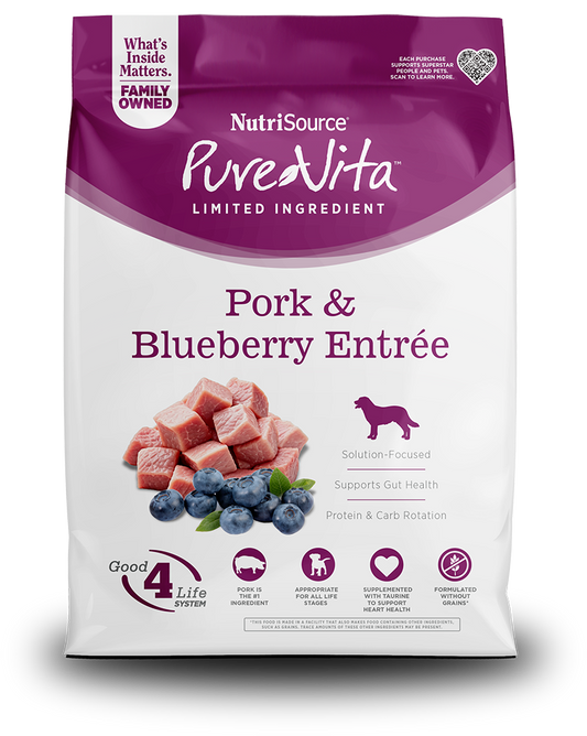 Comida para Perro Nutri Source: Pure Vita, cerdo y arándanos 1.8kg