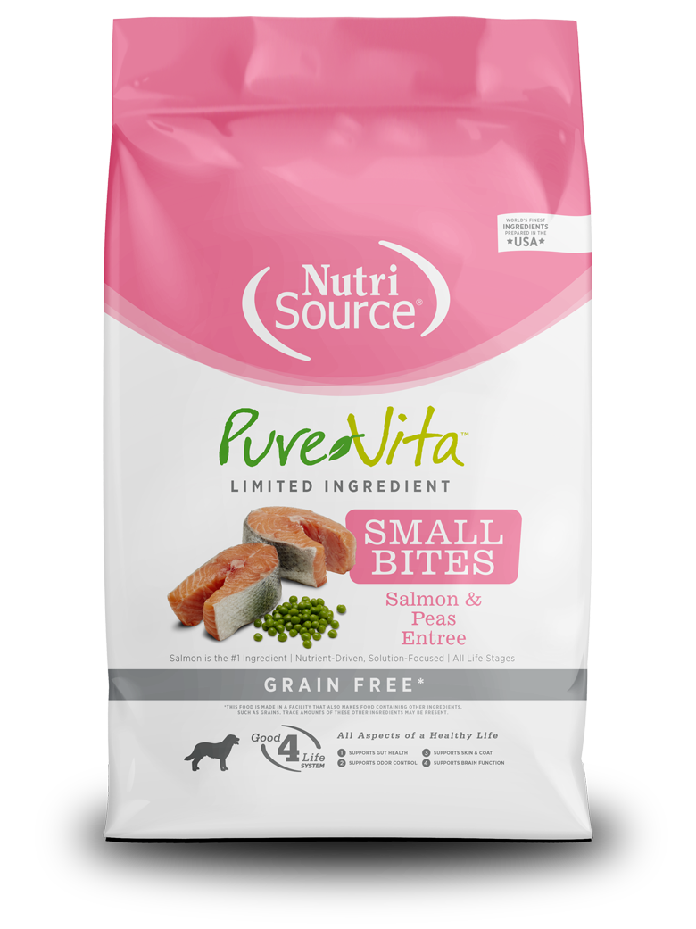 Comida para Perro Nutri Source: Pure Vita, Small Bites Salmón & Guisantes sin Cereales  1.81kg