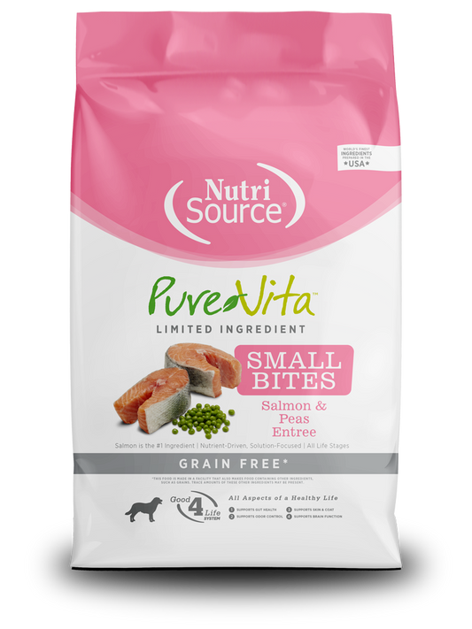 Comida para Perro Nutri Source: Pure Vita, Small Bites Salmón & Guisantes sin Cereales  1.81kg