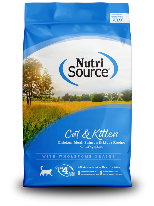 Comida para Gato Nutri Source: Receta de harina de pollo, salmón e hígado para gatos y gatitos 3KG