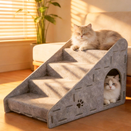 Rascador de fieltro RF06 estilo escalera gris L