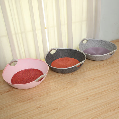 Cama estilo canasta de fieltro para gatos