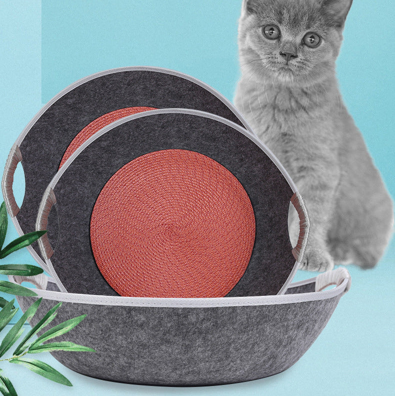 Cama estilo canasta de fieltro para gatos