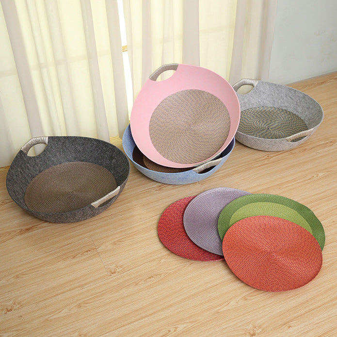 Cama estilo canasta de fieltro para gatos