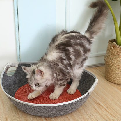Cama estilo canasta de fieltro para gatos