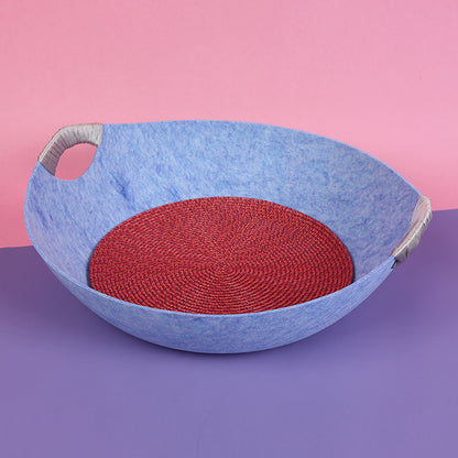Cama estilo canasta de fieltro para gatos