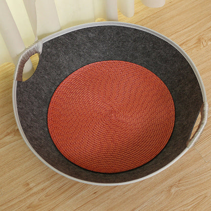 Cama estilo canasta de fieltro para gatos