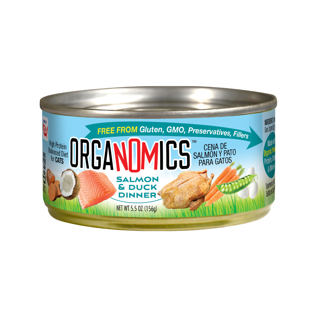 Alimento Húmedo para Gato Organomics: Salmón y Pato 156gr