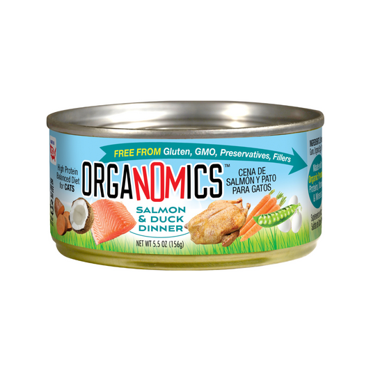 Comida Húmeda para Gato Organomics: Salmón y Pato 156gr