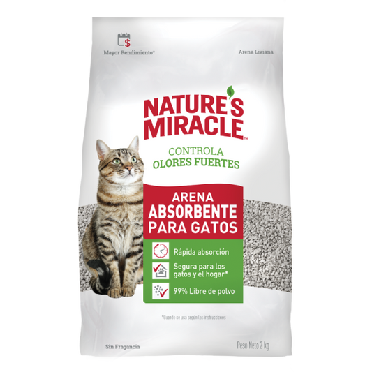 Arena No Aglomerante Nature's Miracles sin Fragancia 2kg-3.6kg