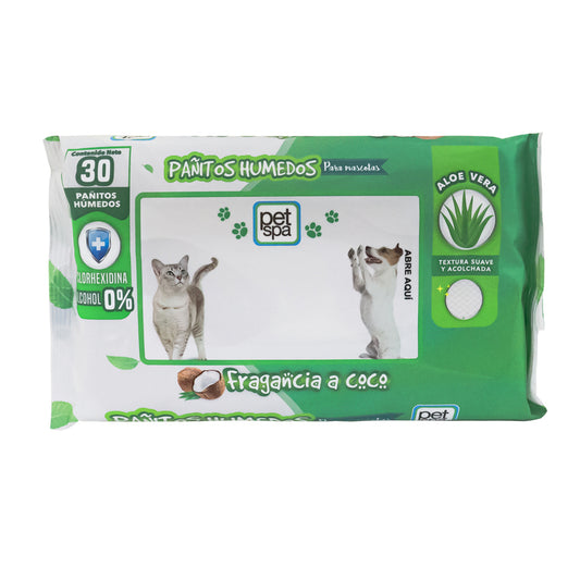 Toallitas humedas para mascotas pet spa 30un