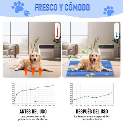 Manta fría para mascotas modelo azul
