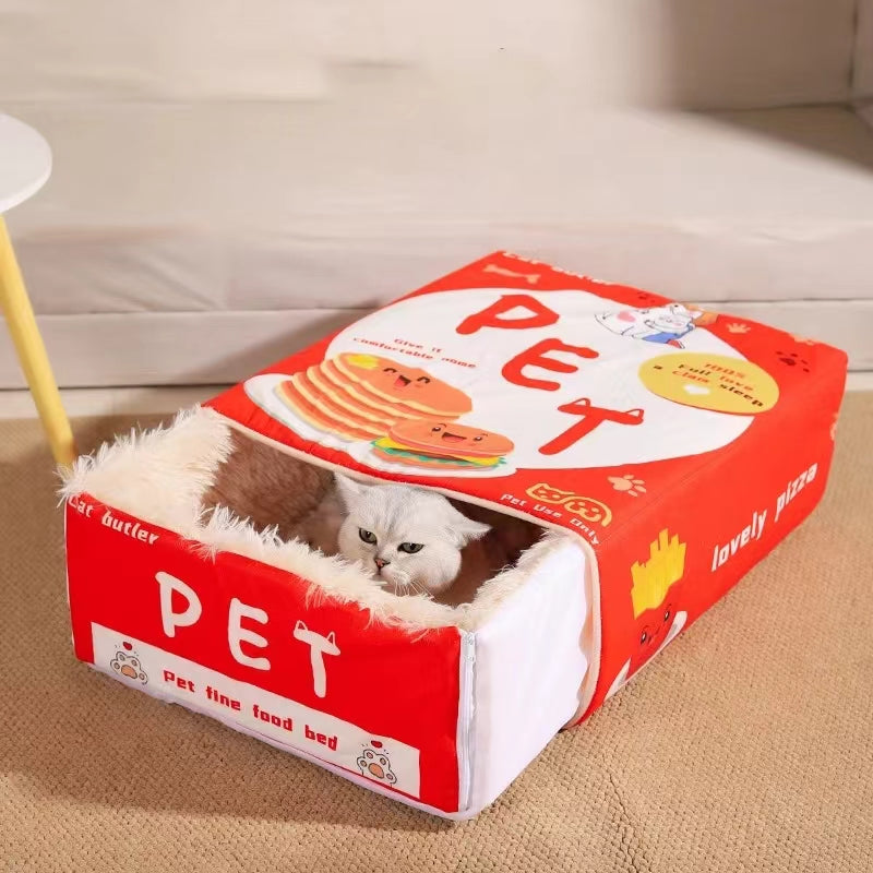 Caja de dormir con forma de snack para gatos