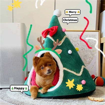 Tepee de mascotas grande para mascotas navideño