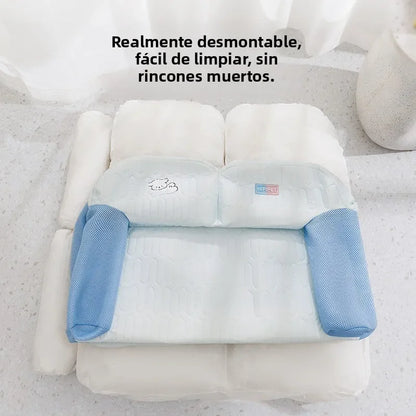 Sofá acolchonado lavable para mascotas celeste