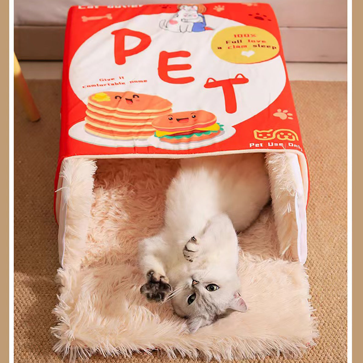 Caja de dormir con forma de snack para gatos