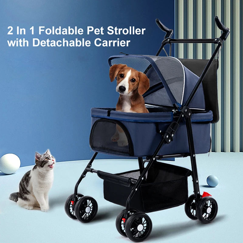 Coche para mascotas con base desmontable (15KG de peso)