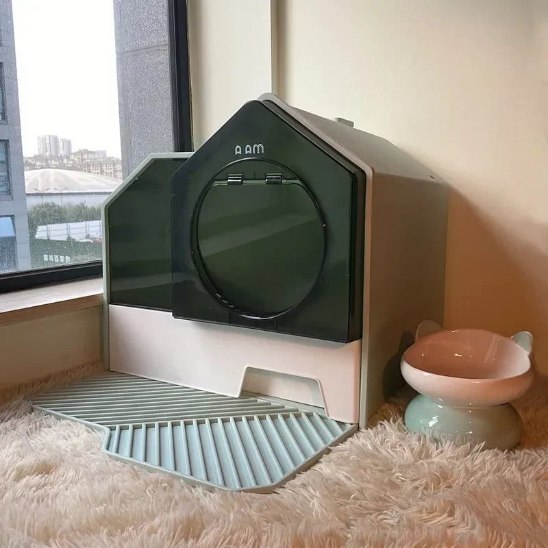 Arenero cerrado para gatos modelo casita