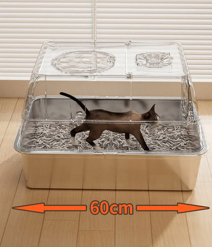 Arenero de acero inoxidable cerrado para gatos 61*41*38cm