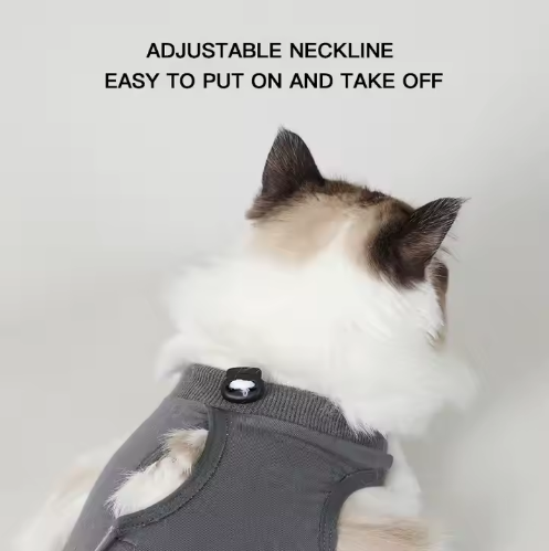 Traje postoperatorio #T06 para gatos gris