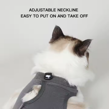 Traje postoperatorio #T06 para gatos gris