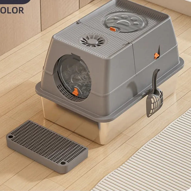 Arenero de acero inoxidable cerrado para gatos 61*41*38cm