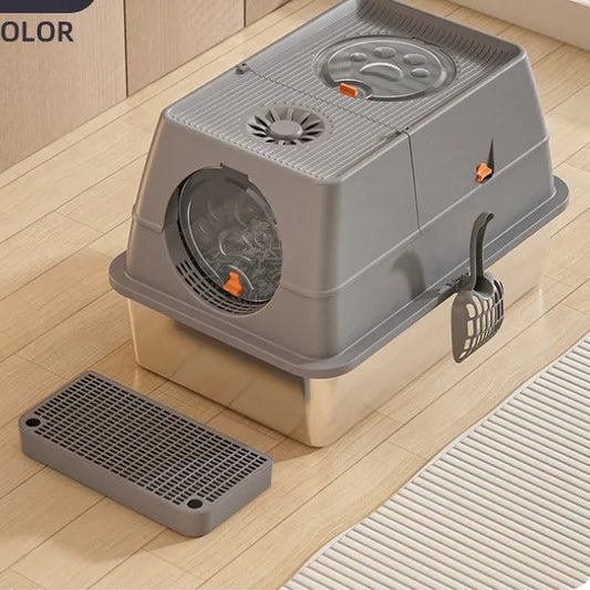 Arenero de acero inoxidable cerrado para gatos 61*41*38cm