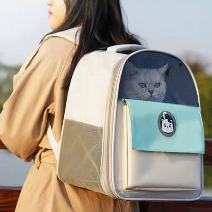 Mochila transpirable para gatos con ventana transparente