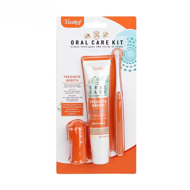 Kit de limpieza dental con cepillo y crema, perros y gatos