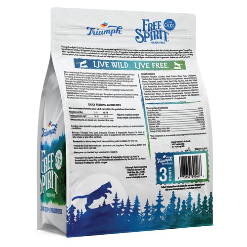 Comida para Gatos Triumph: Grain Free Sabor Pollo y Verduras 3LB