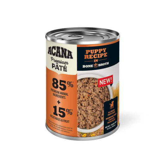Comida Húmeda para Perros Acana: Lata, Receta de pollo y pavo con caldo de hueso.