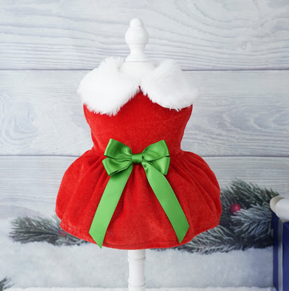 Vestido navideño de lazo para mascotas