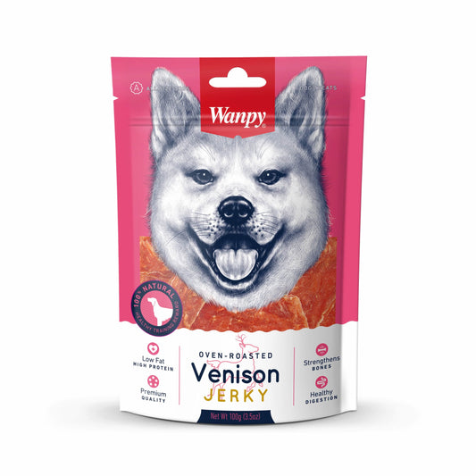 Snacks para Perro Wanpy: Oven Roasted Carne seca de Venado 100g