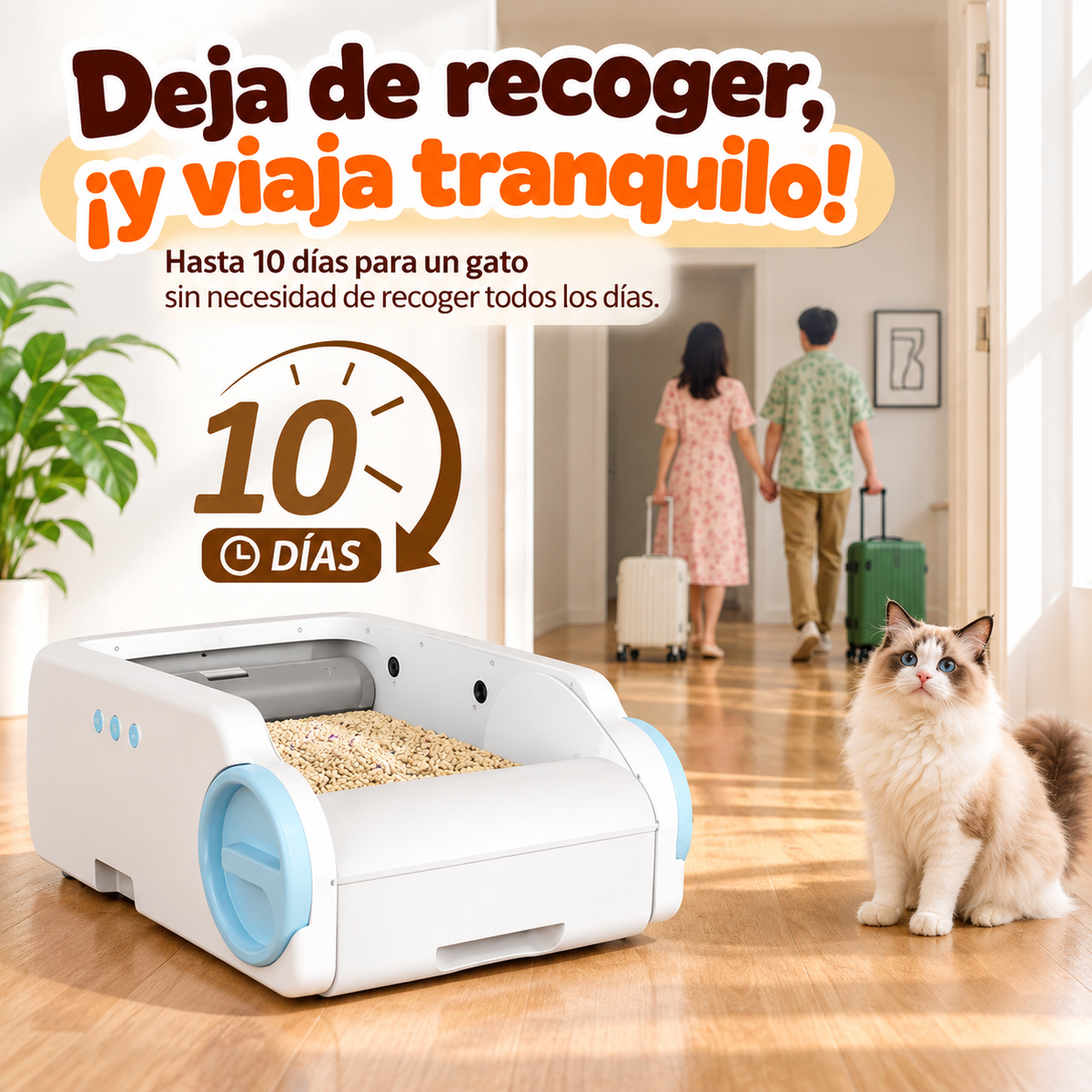 Arenero inteligente abierto de limpieza automática